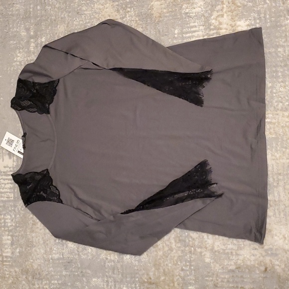 NWT women's pajama set two piece sleepwear PJs lace nightwear loungewear Grey M - Picture 3 of 5